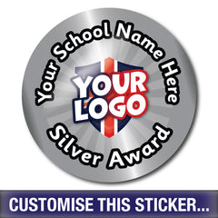 Personalised Silver Award Custom Logo Stickers by School Badges UK