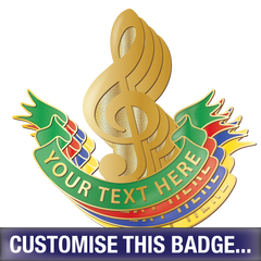 Personalised Music Clef Badge by School Badges UK