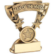 Bronze/Gold Man of the Match Mini Cup with Plate - 3.75in by School Badges UK
