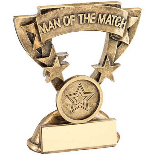 Bronze/Gold Man of the Match Mini Cup with Plate - 3.75in by School Badges UK