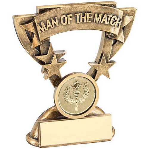 Bronze/Gold Man of the Match Mini Cup with Plate - 3.75in by School Badges UK