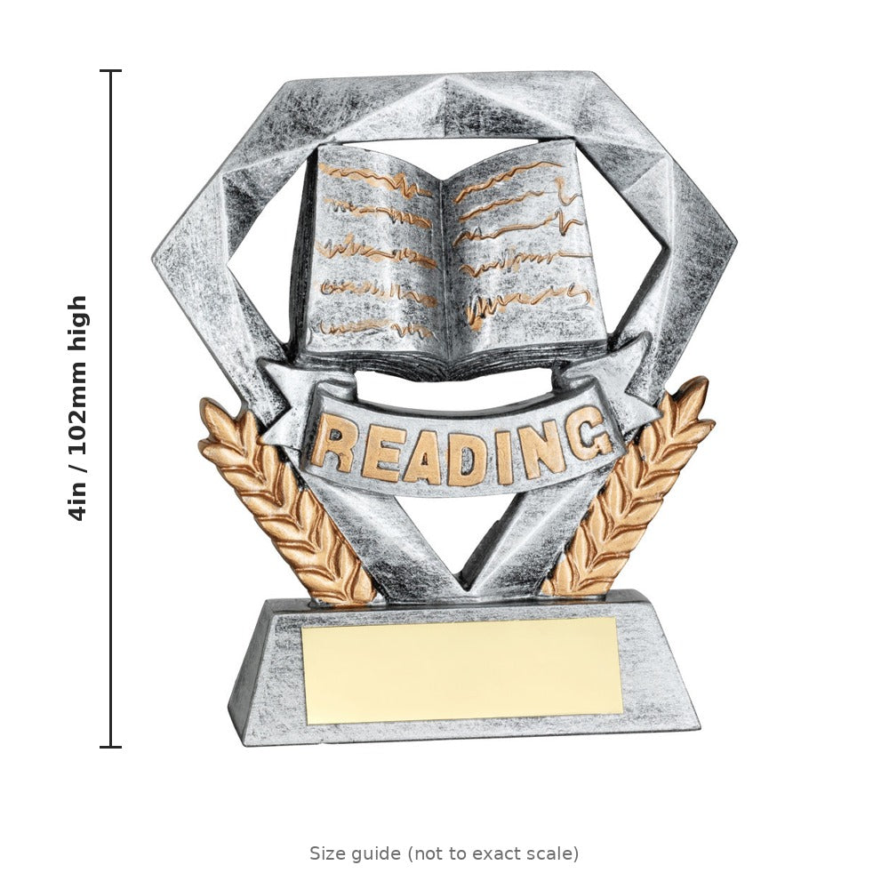 Pewter/Gold Reading Mini Diamond with Plate - 4in - size guide by School Badges UK