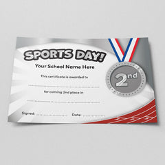 Sports Day 2nd Place Certificate (Pack of 10) by School Badges UK