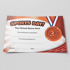Sports Day 3rd Place Certificate (Pack of 10) by School Badges UK