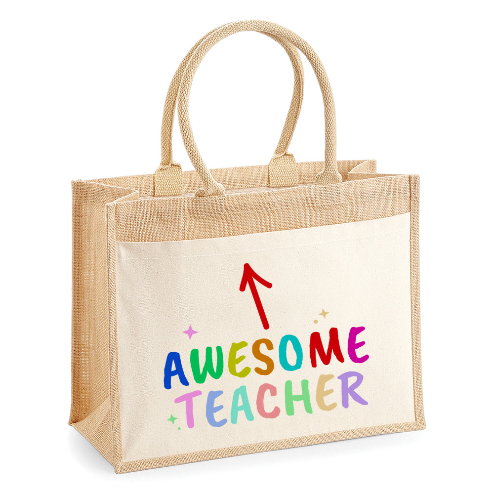 Awesome Teacher Tote Large Rectangle L by School Badges UK