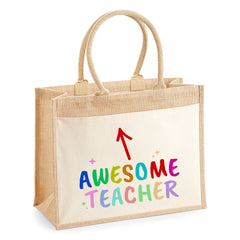 Awesome Teacher Tote Large Rectangle L by School Badges UK
