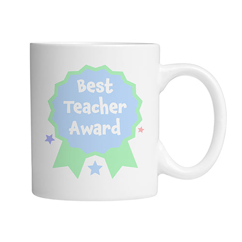 Best Teacher Award Mug Blue Right by School Badges UK