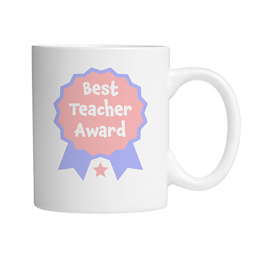 Best Teacher Award Mug Red Right by School Badges UK