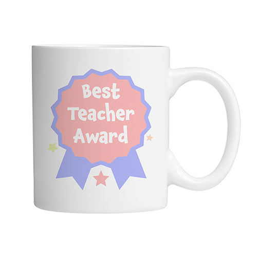Best Teacher Award Mug Red Right by School Badges UK