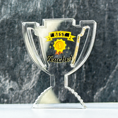 Best Teacher Clear Acrylic Trophy by School Badges UK