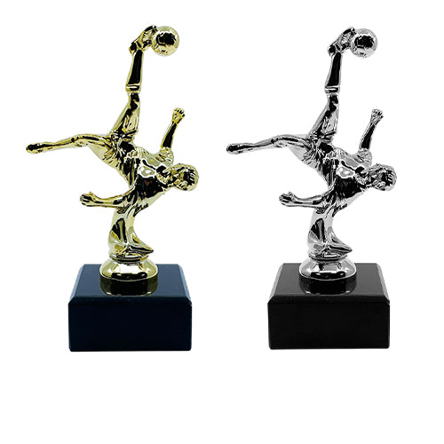 Bicycle Kick Football Trophy with Marble Base