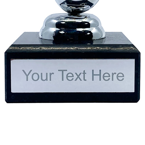 Bicycle Kick Football Trophy Marble Base Silver by School Badges UK