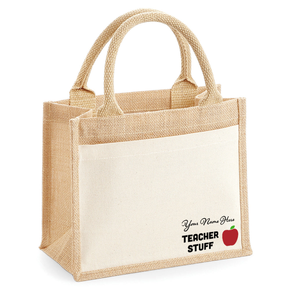 Custom Name Teacher Stuff Tote Small Rectangle S by School Badges UK