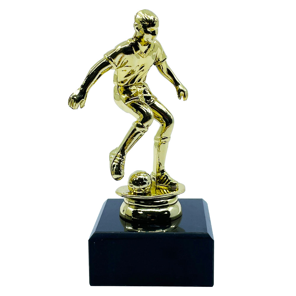 Dribbling Football Trophy with Marble Base Gold by School Badges UK