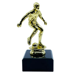 Dribbling Football Trophy with Marble Base Gold by School Badges UK