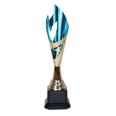 Elegant Flame Gold/Blue Trophy by School Badges UK