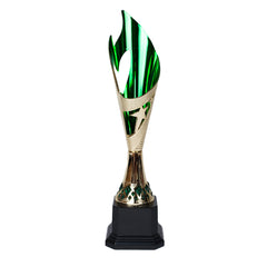 Elegant Flame Gold/Green Trophy by School Badges UK