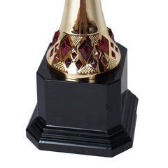 Elegant Flame Gold/Red Trophy Base Zoomed by School Badges UK