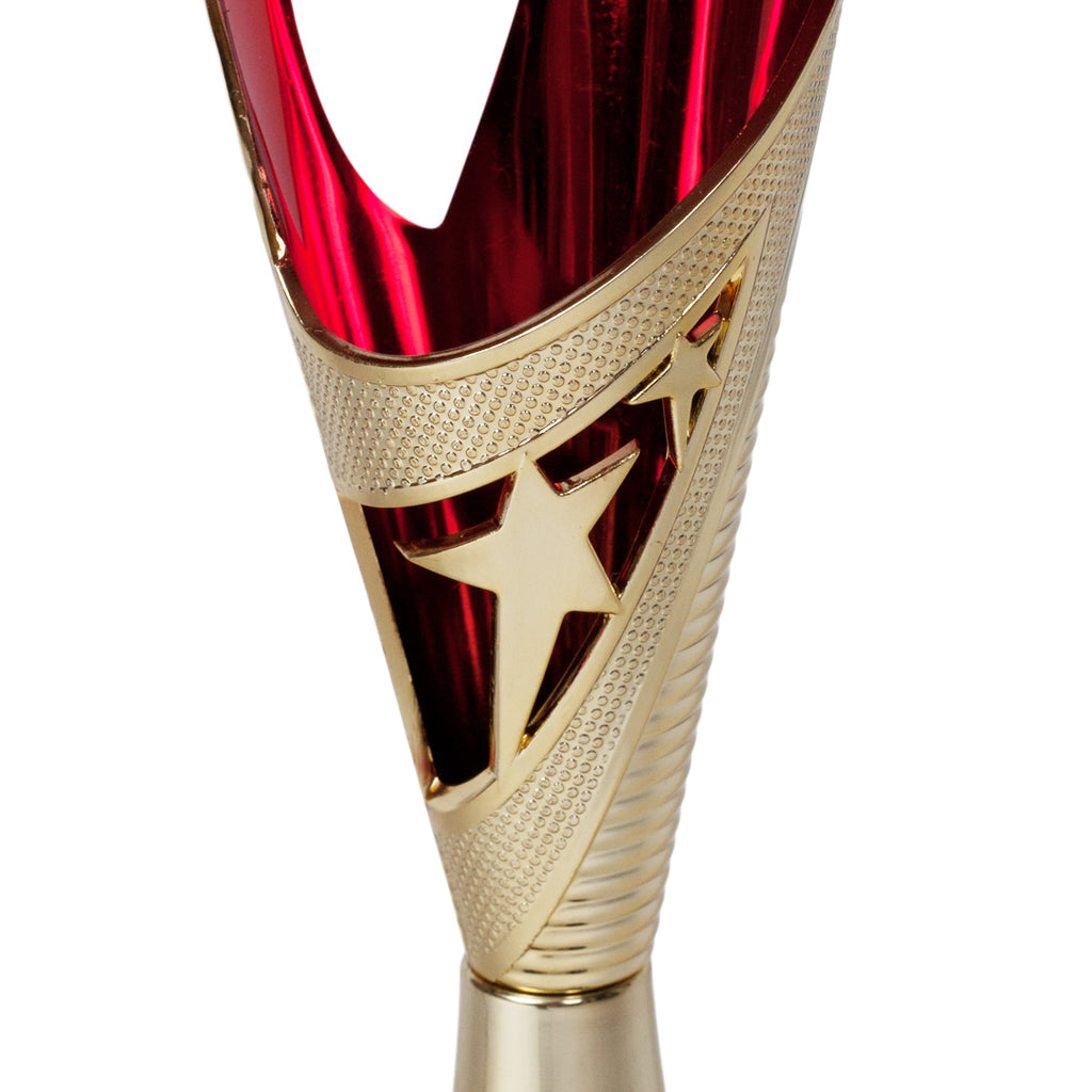 Elegant Flame Gold/Red Trophy Zoomed by School Badges UK