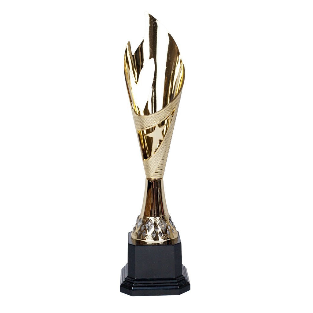 Elegant Flame Gold Trophy by School Badges UK