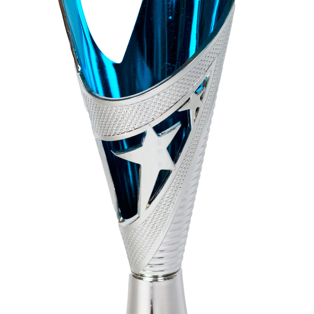 Elegant Flame Silver/Blue Trophy Zoomed by School Badges UK