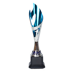 Elegant Flame Silver/Blue Trophy by School Badges UK