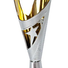 Elegant Flame Silver/Gold Trophy Zoomed by School Badges UK