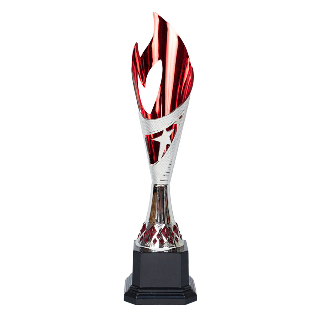 Elegant Flame Silver/Red Trophy by School Badges UK