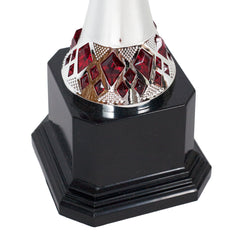 Elegant Flame Silver/Red Trophy Base Zoomed by School Badges UK