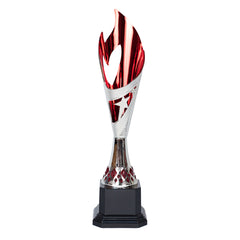 Elegant Flame Silver/Red Trophy by School Badges UK