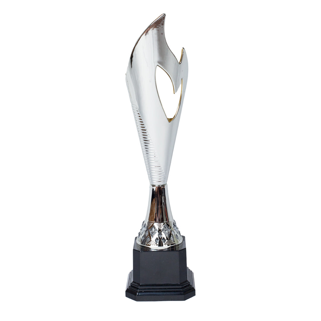 Elegant Flame Silver Trophy Rear by School Badges UK