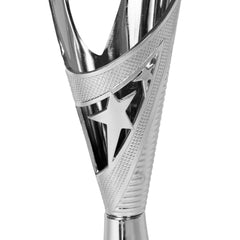 Elegant Flame Silver Trophy Zoomed by School Badges UK