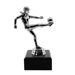 Girls Volley Football Trophy with Marble Base Silver by School Badges UK