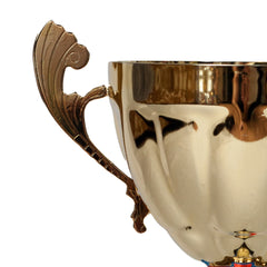 Heritage Victory Cup Gold Trophy Handle Zoomed by School Badges UK