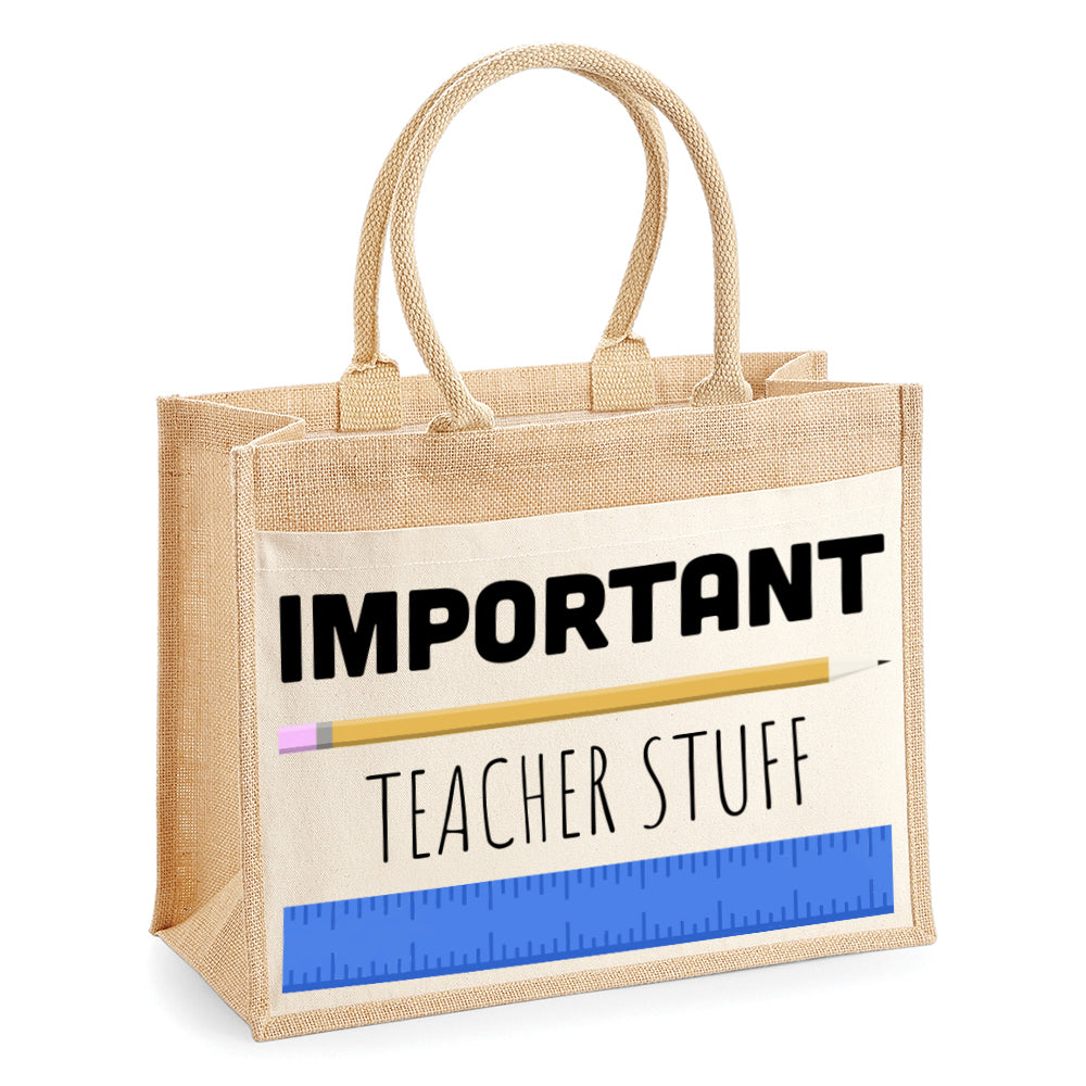 Important Teacher Stuff Tote Large Rectangle L by School Badges UK