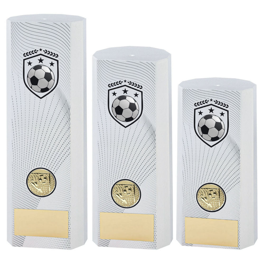 White Plastic Filled Column Football Trophy