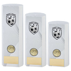 White Plastic Filled Column Football Trophy