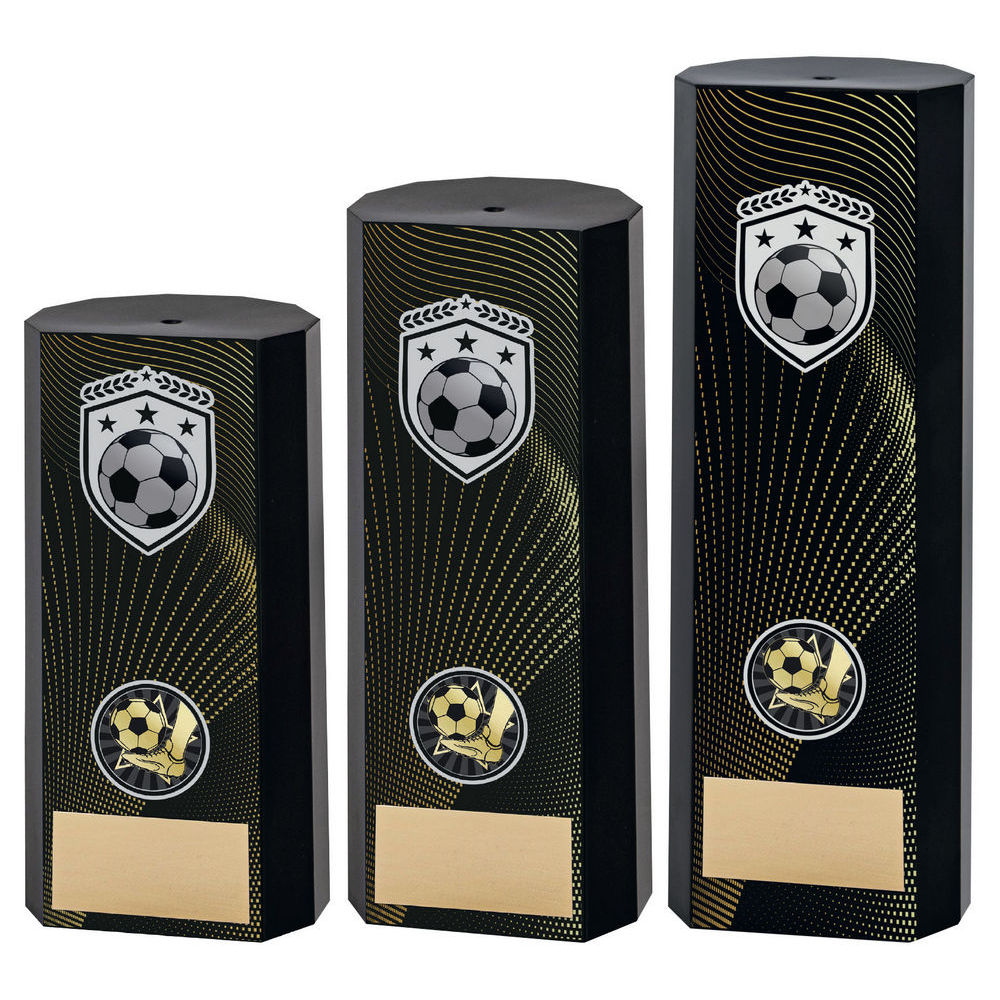Black Plastic Filled Column Football Trophy
