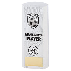 White Plastic Filled Column Football Managers Player Trophy