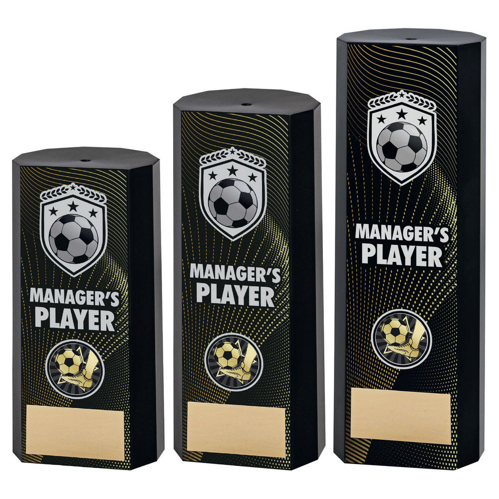 Black Plastic Filled Column Football Managers Player Trophy