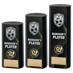 Black Plastic Filled Column Football Managers Player Trophy