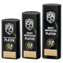 Black Plastic Filled Column Football Most Improved Player Trophy
