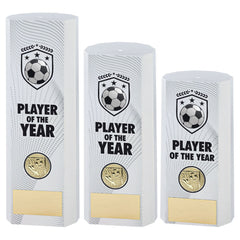 White Plastic Filled Column Football Player Of The Year Trophy