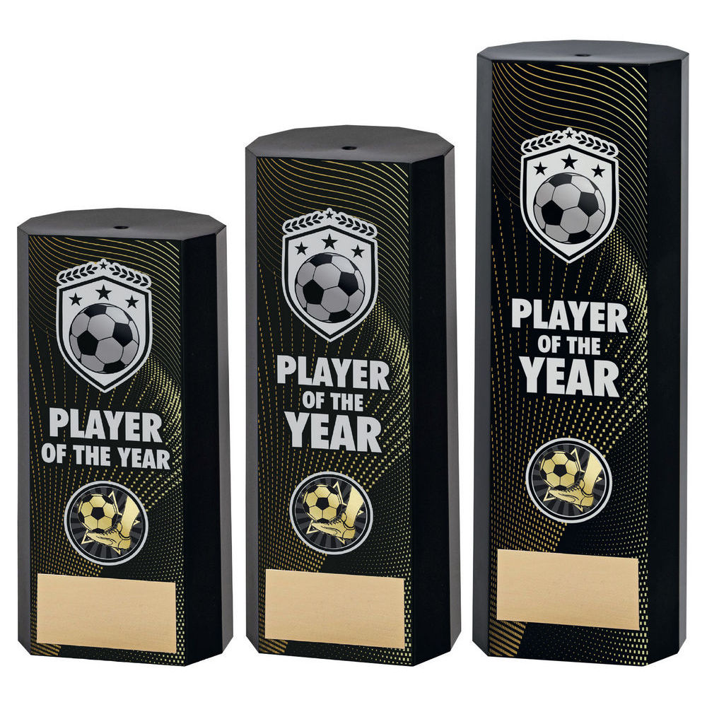 Black Plastic Filled Column Football Player Of The Year Trophy