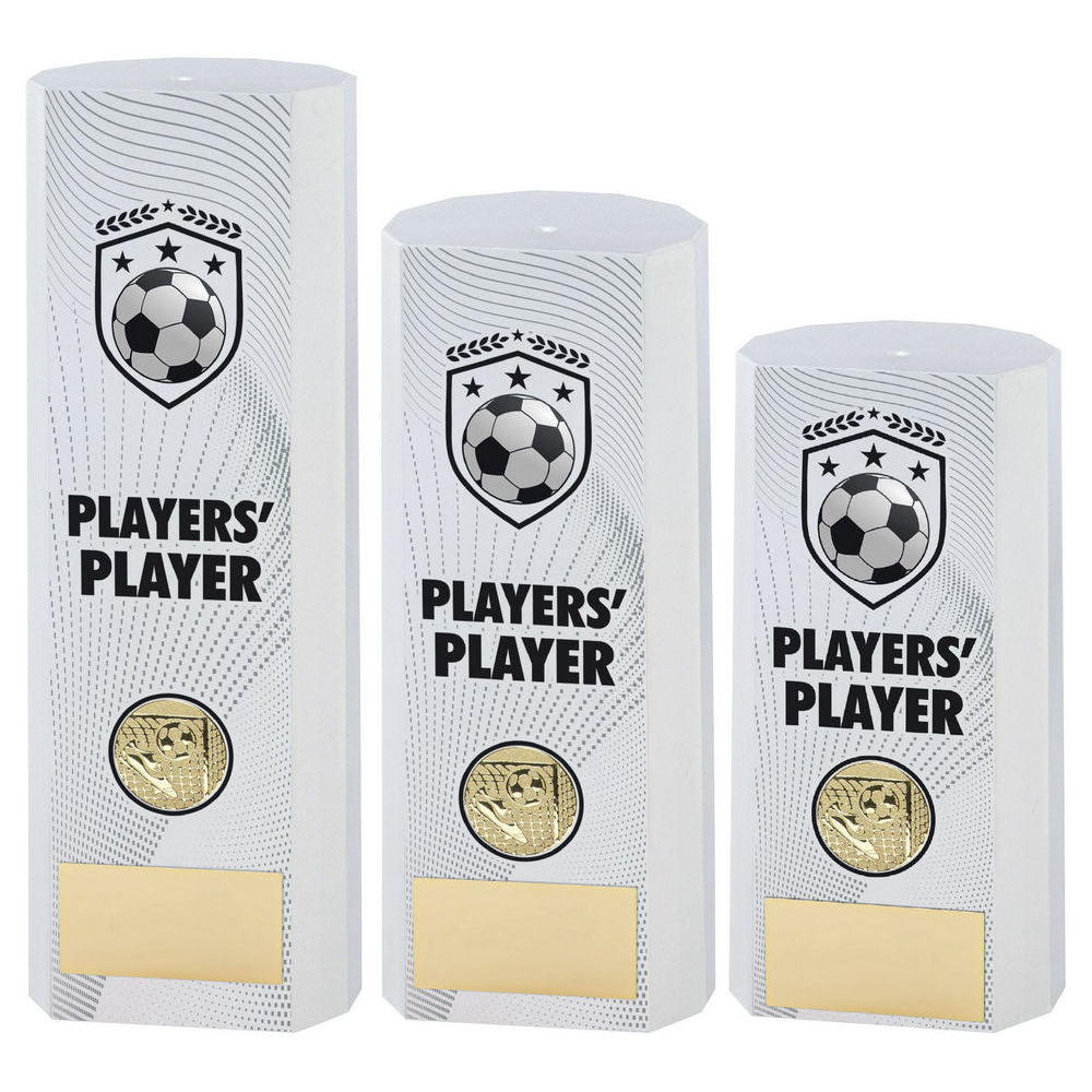 White Plastic Filled Column Football Players Player Trophy