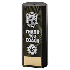 Black Plastic Filled Column Football Thank You Coach Trophy