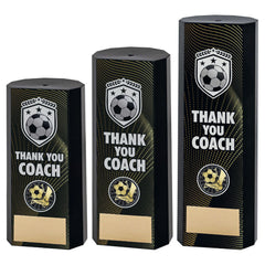 Black Plastic Filled Column Football Thank You Coach Trophy