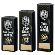 Black Plastic Filled Column Football Top Goal Scorer Trophy