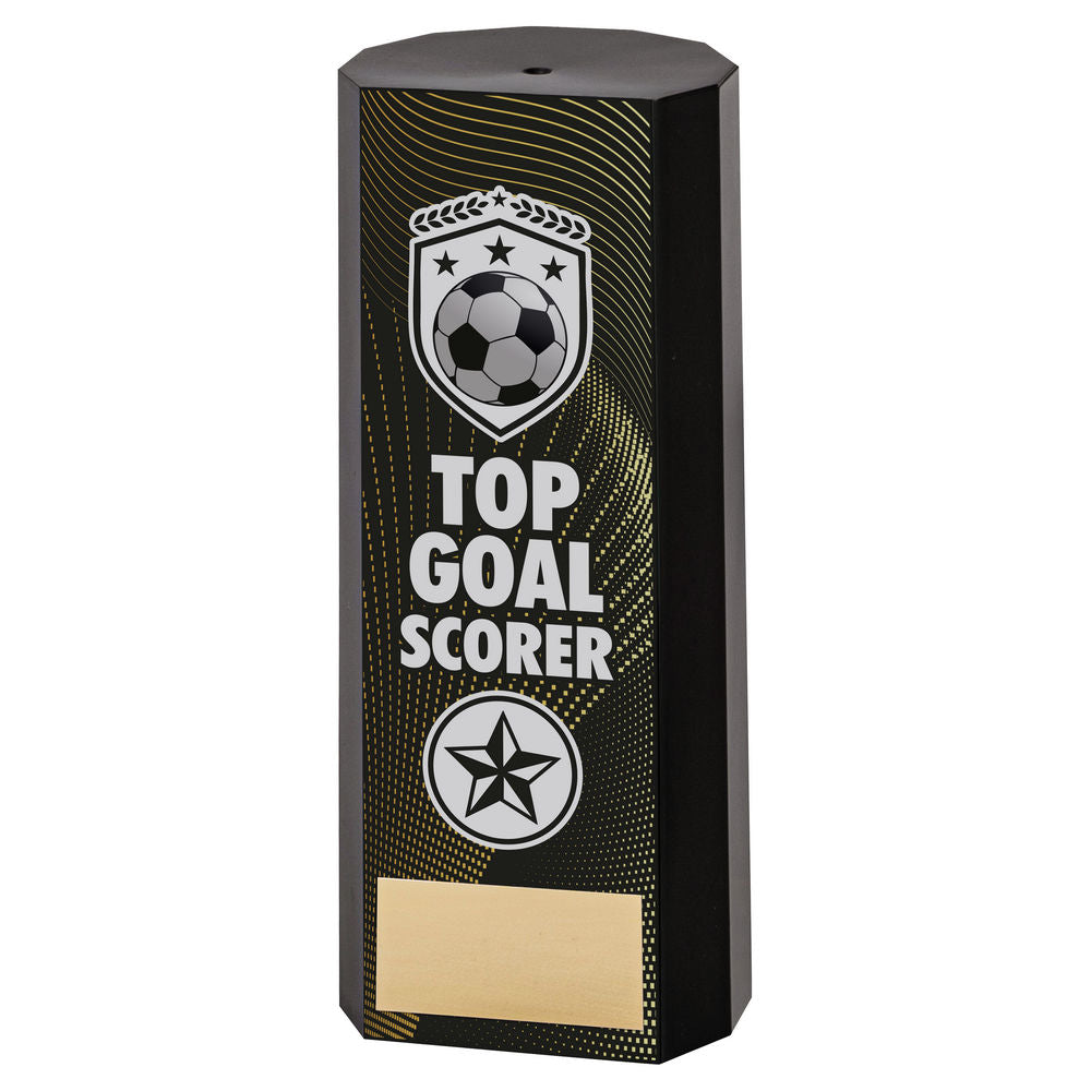 Black Plastic Filled Column Football Top Goal Scorer Trophy