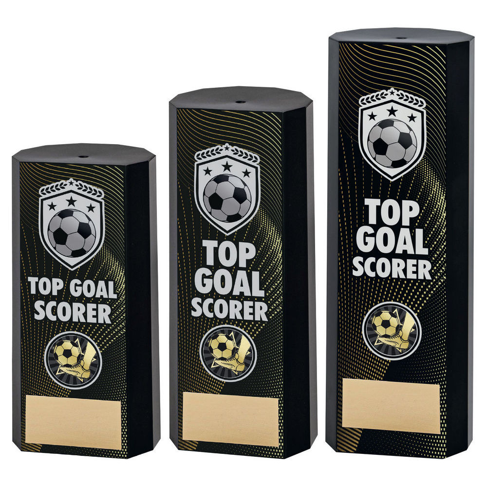 Black Plastic Filled Column Football Top Goal Scorer Trophy